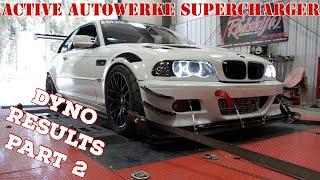 Dyno results for the AA supercharged E46 330ci engine rebuild M3 killer build - boosted track build