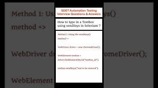 How to type in a Textbox using SendKeys Selenium? SDET Automation Testing Interview