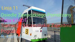 Szczecin Linia 11 Os. Zawadzkiego-Pomorzany Tatra KT4DT #133 ft. Komunikacyjny Lisek