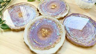 Iridescent Geode Resin Coasters: Easy Resin Art Tutorial