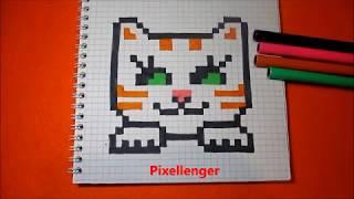 Cat Big eyes How to draw Pixel Art #cat , #Pixelart, #kitty