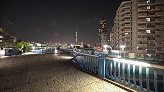 Night Tokyo channels walk from Monzen-nakacho to Skytree, Japan 2024・4K HDR