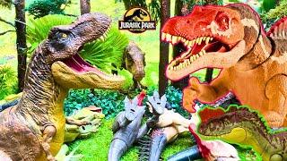 T- REX vs Scorpius Rex Vs Indoraptor vs Giganotosaurus vs Therzinosaurus! Jurassic World Collection