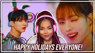 REACTING TO CHRISTMAS KPOP VIDEOS! || BTS, AESPA, RED VELVET & EXO!!!!