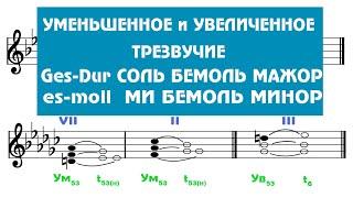 Построение Ум53 / Ув53  -  Ges-Dur ---- es-moll