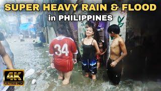 Extremely Heavy RAIN and FLOOD in PAYATAS QUEZON CITY METRO MANILA PHILIPPINES [4K] 