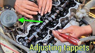 how to Adjusting tappets , Toyota 3c 2c engine tapped setting