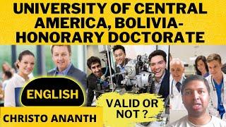 Christo Ananth - University of Central America, Bolivia - Honorary PhD - Genuine Review - English