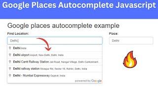 Google places autocomplete example using maps JavaScript API