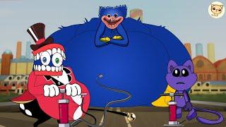 Fat Caine and Catnap Smiling Critters inflation Fat Huggy Wuggy