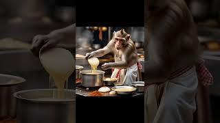 Happy Monkey Chef Making Dosa & Idli – South Indian Vibes!”