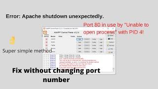 xampp apache not starting | How to fix error without changing port number | port 80 | Easiest method