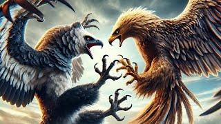 The Great Golden Eagle vs Biggest Harpy! Face to Face! Who's the KING of the Skies? #animal #eagles