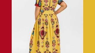 Women's Printed Maxi Dress Vintage Fashion Designer Long Dresses (Plus Size)