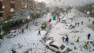 Today Italy is in chaos! Sudden hailstorms bombard Piacenza and Milan