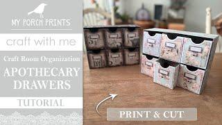 Apothecary Drawers Kit 35 Tutorial | Craft Room Storage Organization | My Porch Prints Junk Journals