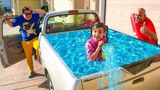 Ellie & Charlotte Truck Pool Party Adventures!