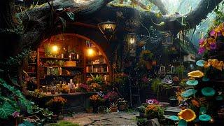 Mystery Bookstore in Exotic Plant Garden • Enchanting Fairy Music & Ambience for Reading, Studying