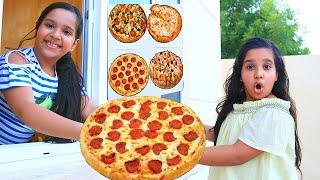 Shafa and Soso Pretend Play Pizza Drive Thru Restaurant | Funny Food Toys Story for Kids