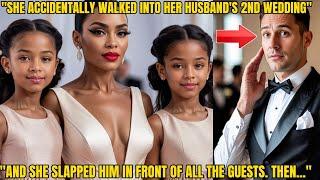 SHE WALKED INTO HER HUSBAND'S MILLIONAIRE WEDDING WITH TWINS AND SLAPPED HIM HARD IN FRONT OF ALL.
