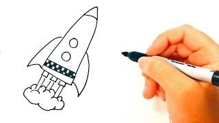 Cómo dibujar un Cohete Espacial paso a paso | Dibujo fácil de Cohete Espacial
