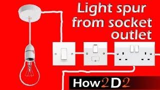 Light spur from socket Spur for lighting off ring main wiring connection