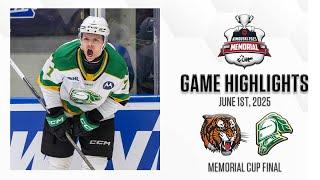 Memorial Cup Final Highlights: London Knights @ Medicine Hat Tigers Jun. 1, 2025