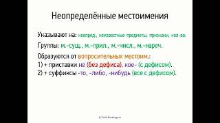 Неопределённые местоимения (6 класс, видеоурок-презентация)