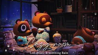 ACNH BGM - Cozy Tom Nook's room, relaxing rain sound & Lo-fi music playlist | Rain sound / TV show 