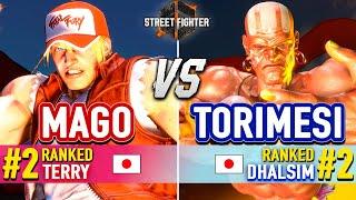 SF6  MAGO (#2 Ranked Terry) vs TORIMESI (#2 Ranked Dhalsim)  Street Fighter 6 High Level Gameplay