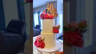 ELEGANT 2-TIER 40TH BIRTHDAY CAKE | PEARLS & FLOWERS DESIGN #birthdaycake #40thbirthday #40th