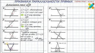 Задачи. Признак параллельности прямых. Доказать, что прямые параллельны. По рисунку.