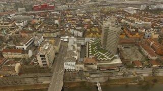 Zurich drone aerial view of Limmatplatz: 60s challenge vlog 2