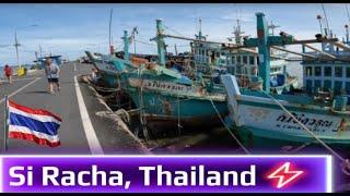 Si Racha, Thailand! Waterfront Pier w/ Ships, Boats, and Restaurants