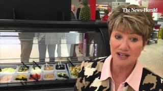 Mentor High School nutrition specialist Jeni Lang discusses the districts new salad bars which were