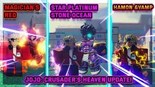 JOJO Crusader's Heaven Update | How to Get Star Platinum Stone Ocean (spso)Magician's Red and Specs!