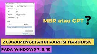 2 Cara Mengetahui Partisi Harddisk MBR atau GPT Pada Windows 7, 8, 10