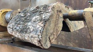 Woodworking NDT; The amazing art of woodcarving Great work of a carpenter on a lathe