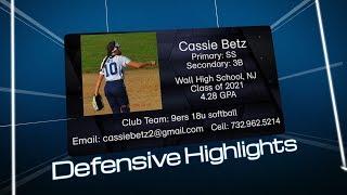 Cassie Betz Defensive Softball Highlights Skill Video Recruiting Tape