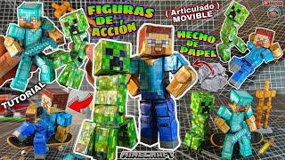 How to make your own movable Steve and Creeper Minecraft figure made of paper Papercraft Crafts