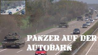 Panzer auf der Autobahn A7! PzBtl 33 marschiert mit Leopard 2 vom NATO TrÜbpl Bergen nach Luttmersen