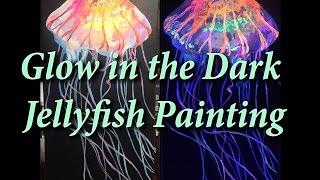 Glow in the Dark Jellyfish time lapse || acrylic painting on canvas