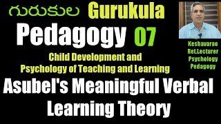 #Asubel’s Meaningful Verbal Learning#Cognitive Subsumption Theory#Keshavarao#Psychology#Pedagogy#