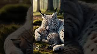 Mom and baby. Lynx #cute #animals #funny #family #christmasmagic #seasonsgreetings
