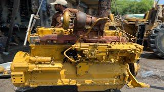 Incredible Reconstruction of Caterpillar 140g Motor Grader Engine