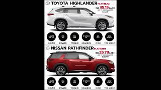 Toyota Highlander vs Nissan Pathfinder #shorts #car #luxurysuv #offroad4x4