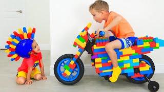 Vlad and Niki Ride on Toy Sportbike & play with toys