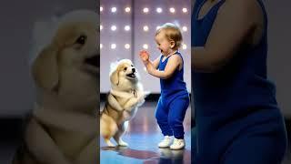 Bebê e cachorro samoiedo dançando  #viralvideo#cute #bebe #crianças #bebefofo #baby#shorts#gottalent