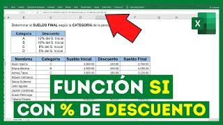 Función SI con VARIAS CONDICIONESCómo APLICAR Descuento en Excel con la Función SI