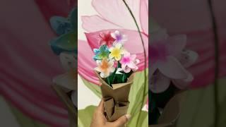 Flower Bouquet with hair clips | reusing blink it bags #flowers #youtube #love #artist #shakyshaky